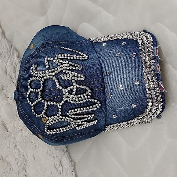 Never Enuff Accessories - Distressed denim Dog Mom baseball cap!!